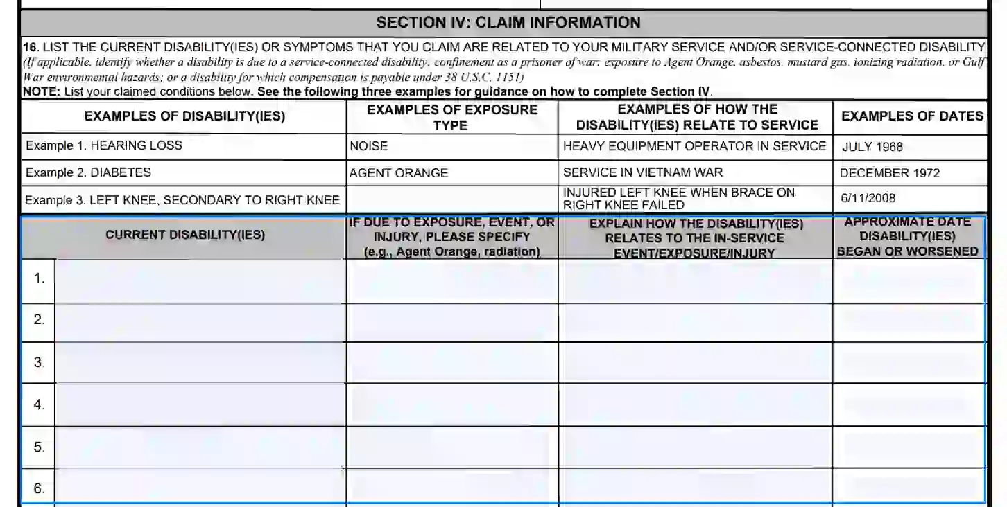 Va Form 21 526ez Fillable Printable