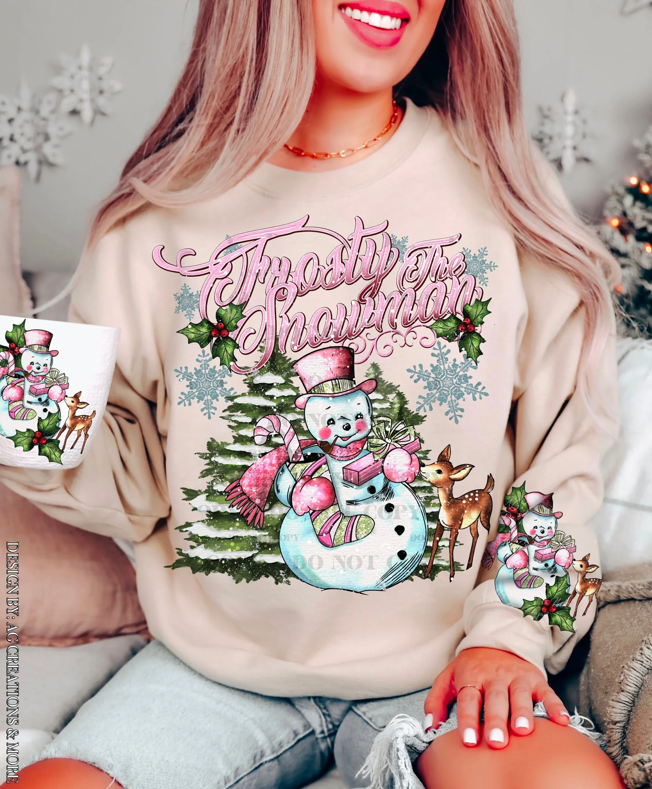Vintage Snowman Christmas Shirt With Sleeve Design Allie Katz 