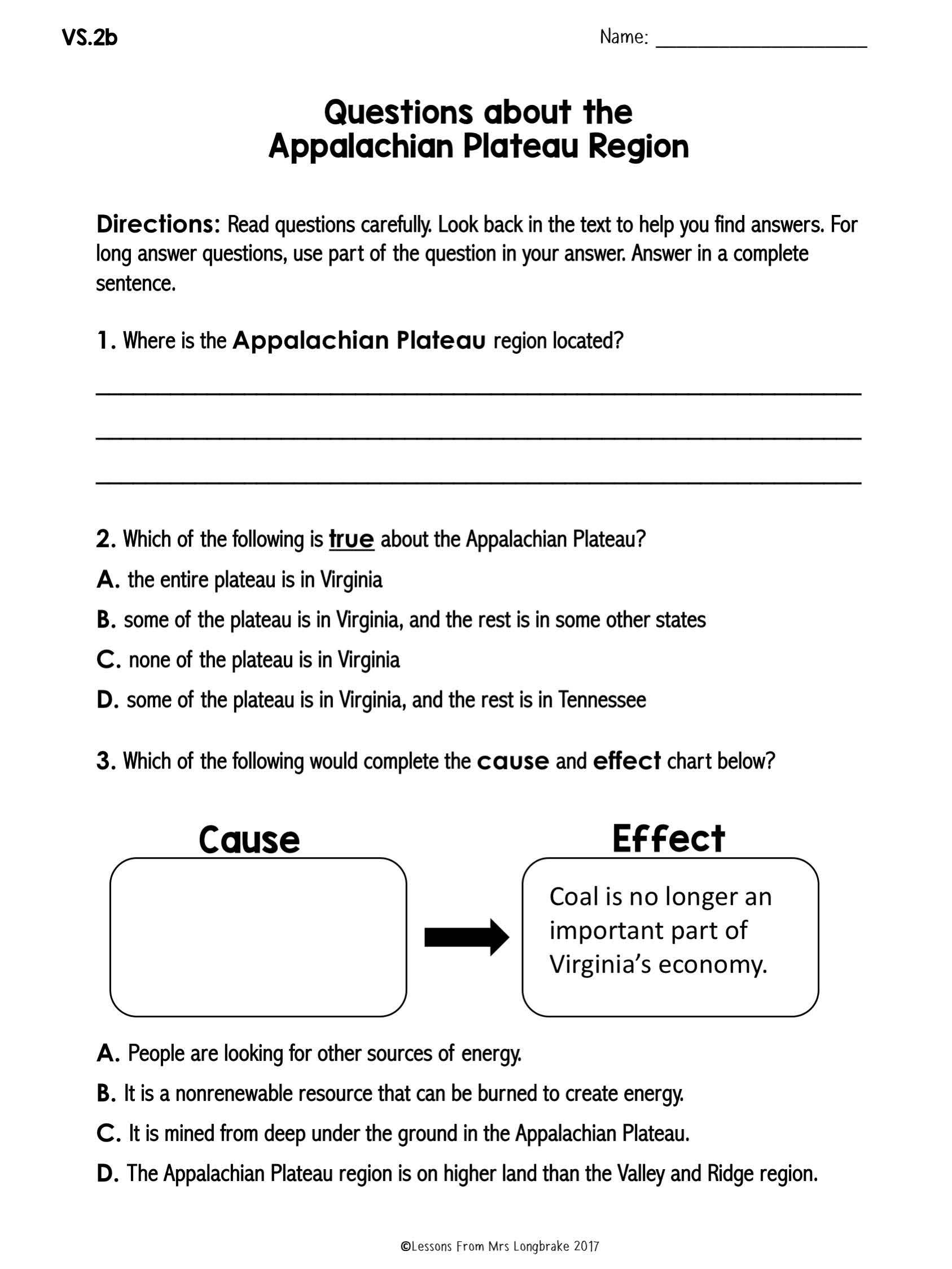 Virginia Studies VS 2b Appalachian Plateau Region Reading And Review