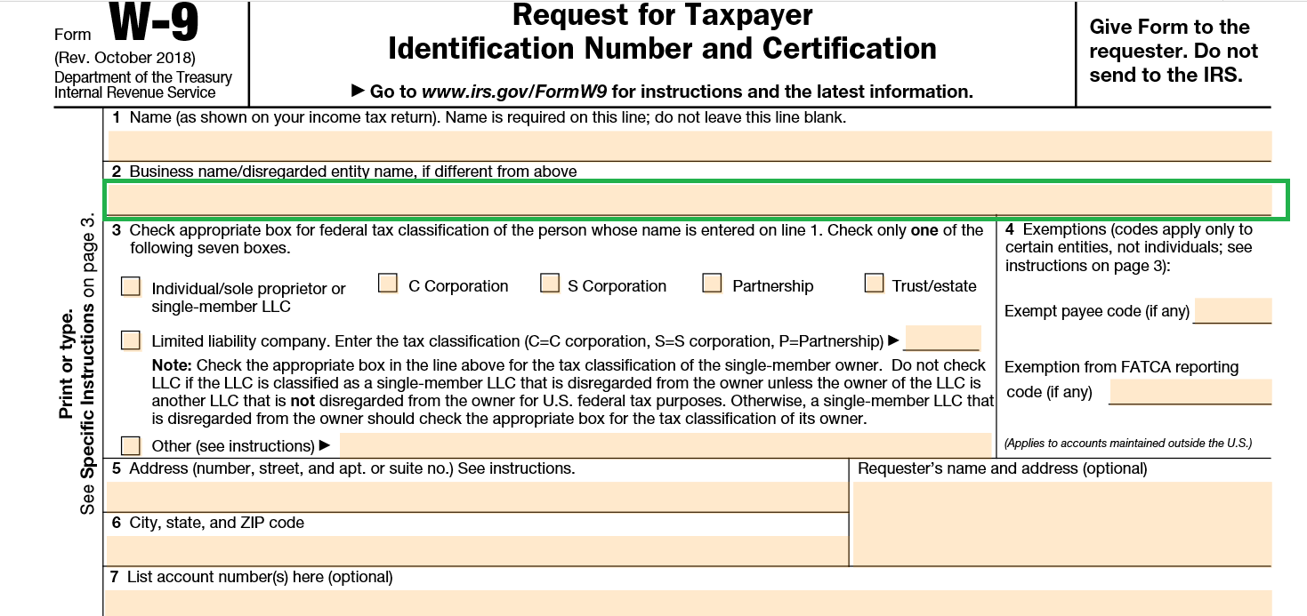 Irs Form W-9 Free