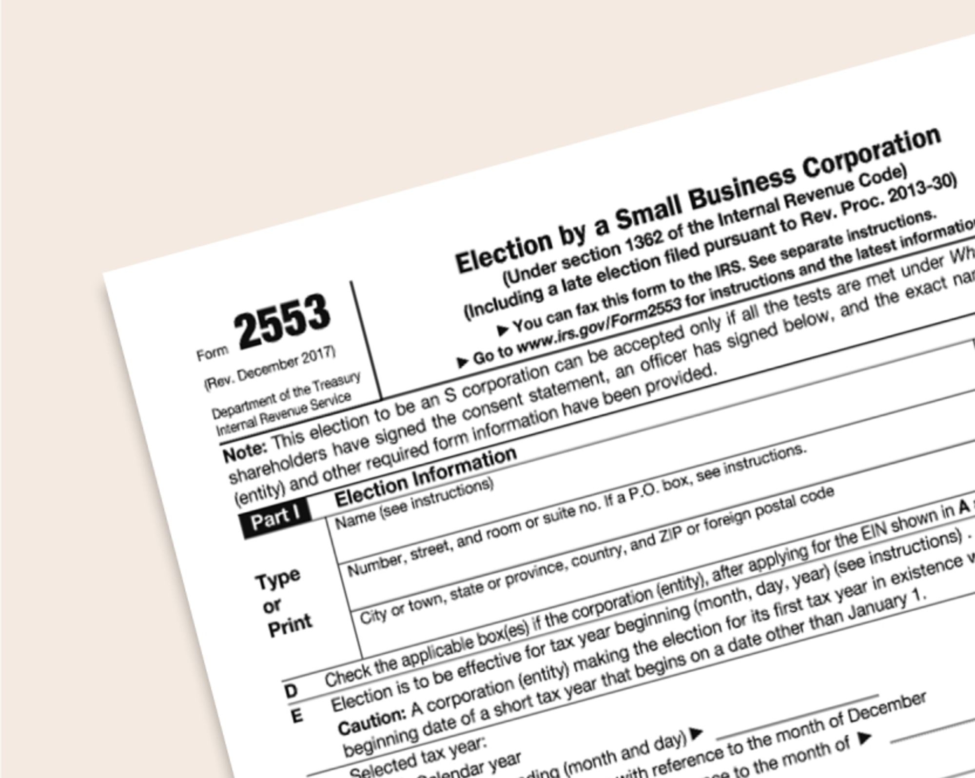 Irs Form 2553 Online Filing