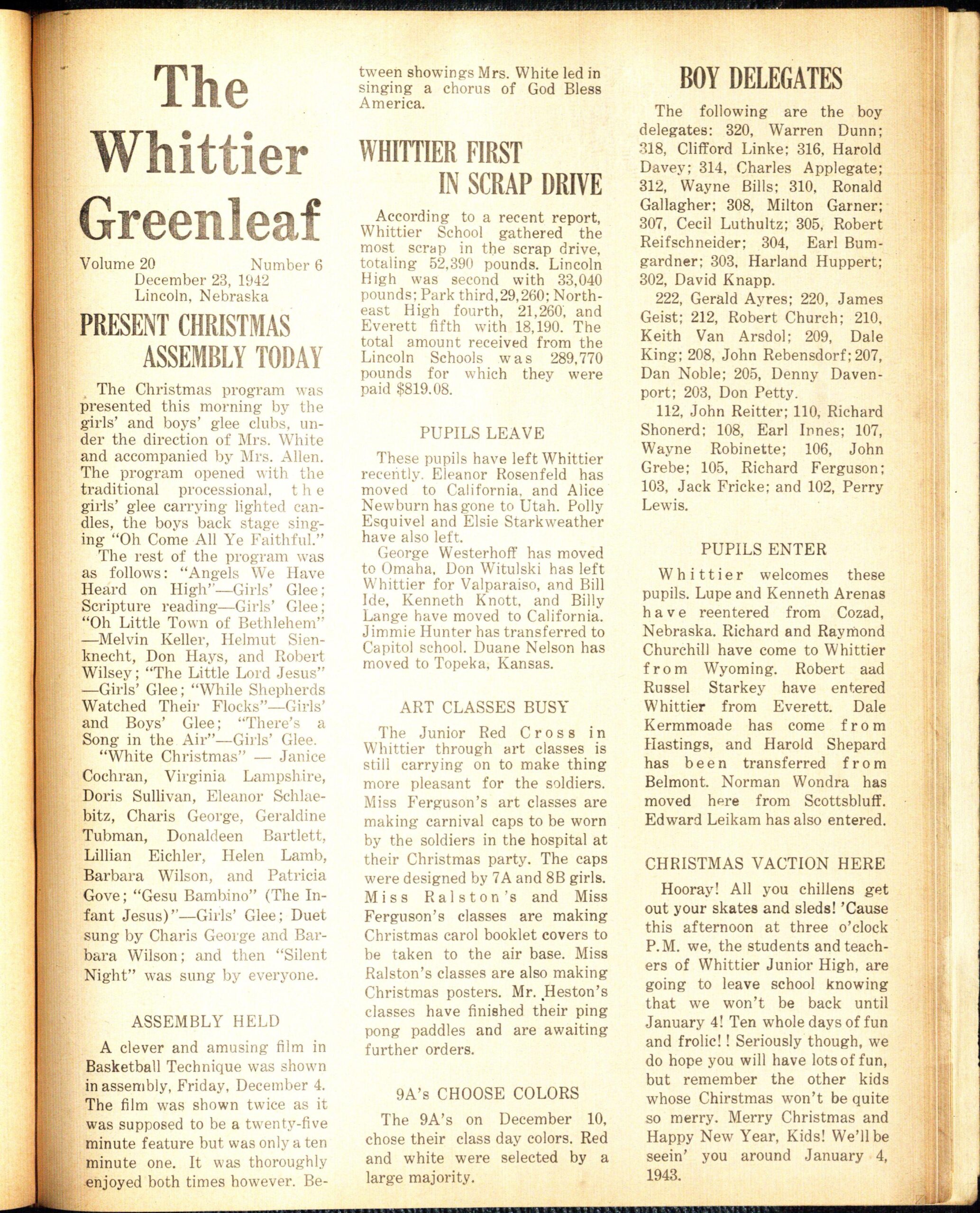 Whittier Junior High 1942 Newspaper By Lincoln Public Schools 