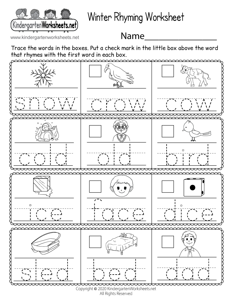 Winter Rhyming Worksheet Free Printable Digital amp PDF