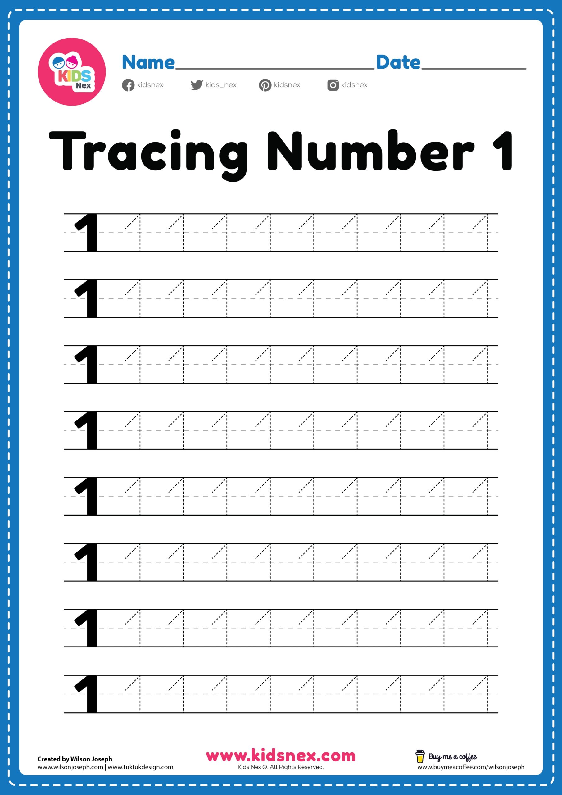 Free Printable Number 1 Worksheets Preschool