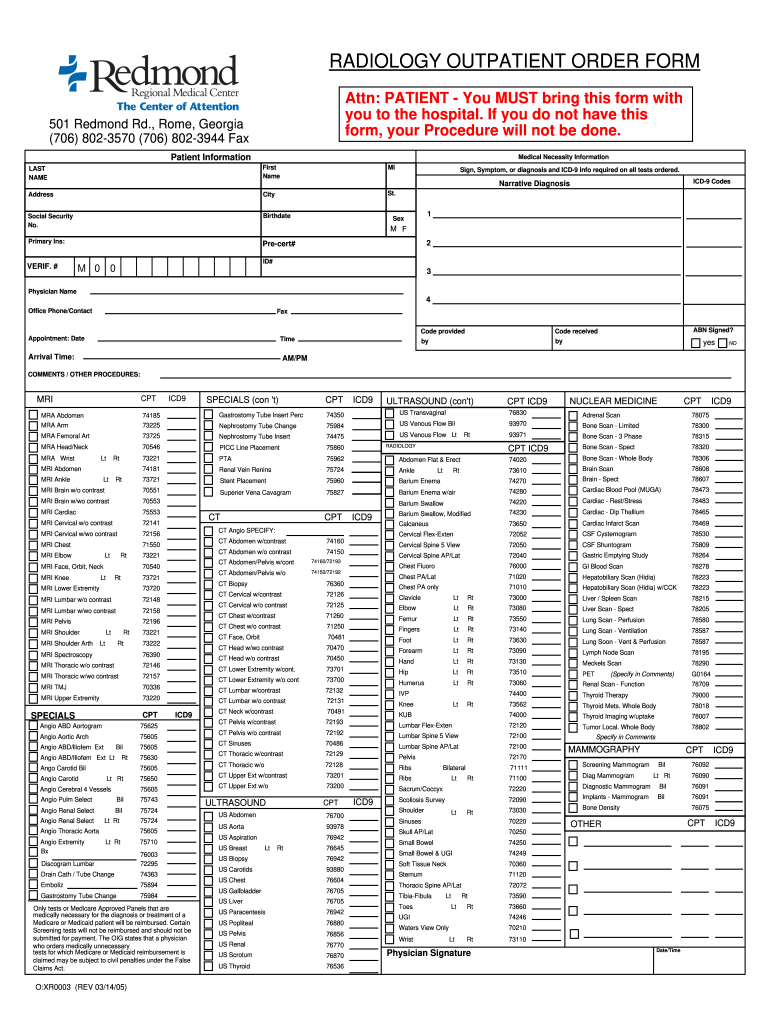 X Ray Order Form Template Fill Out amp Sign Online DocHub