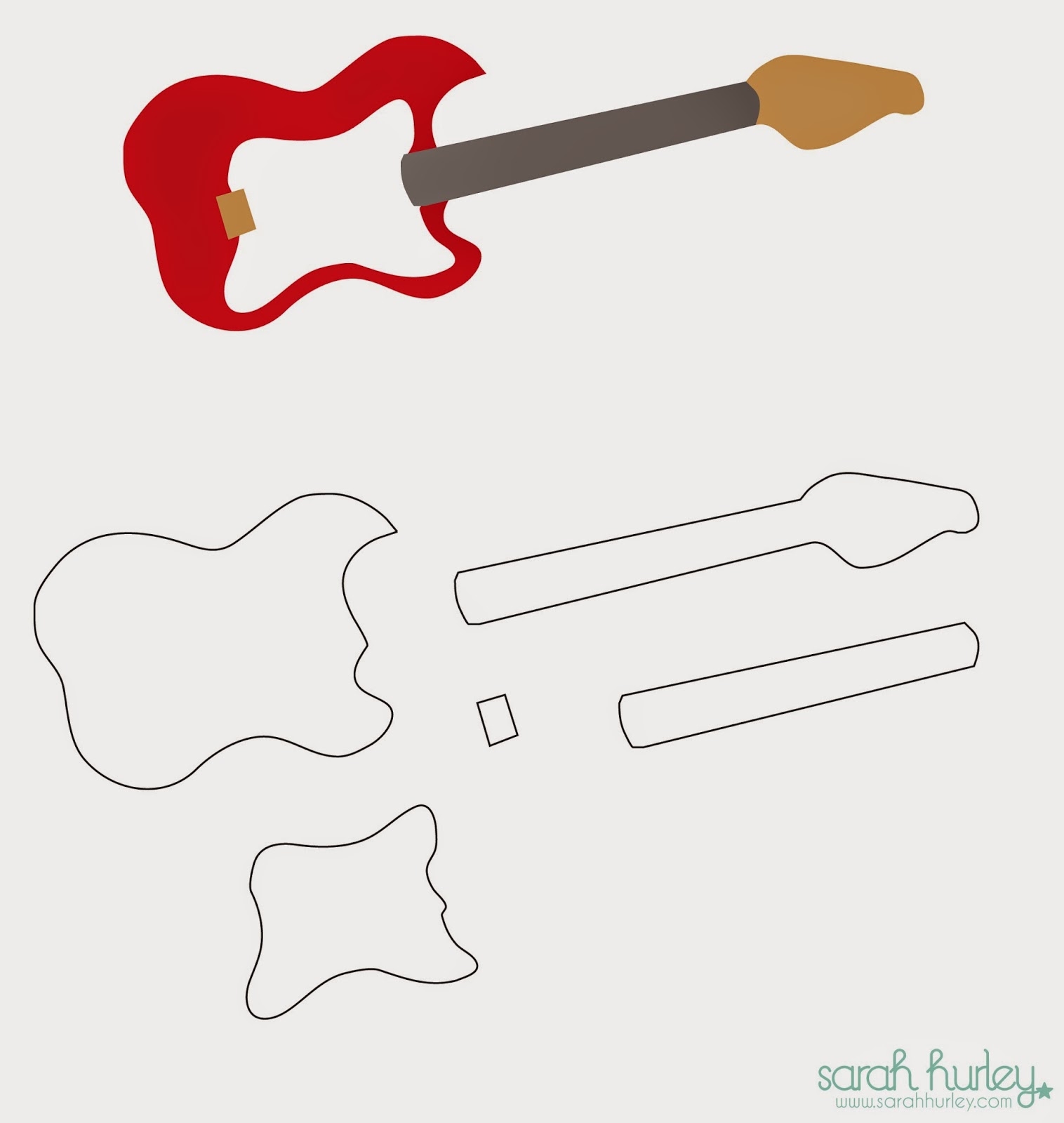 You Rock Card amp Guitar Template For DIY Fabric Crafts
